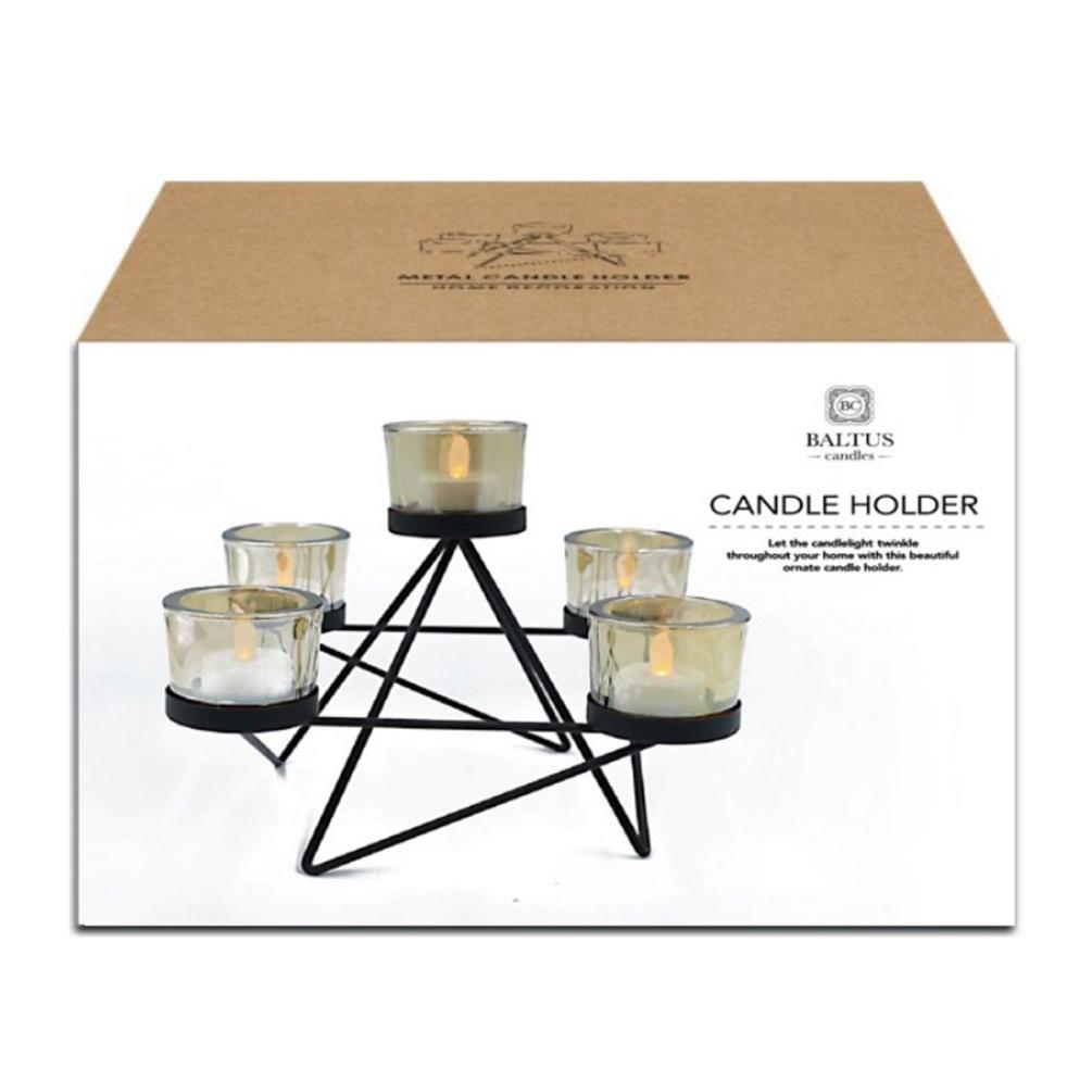 Black Iron 5 Tea Light Holder Extra Image 1